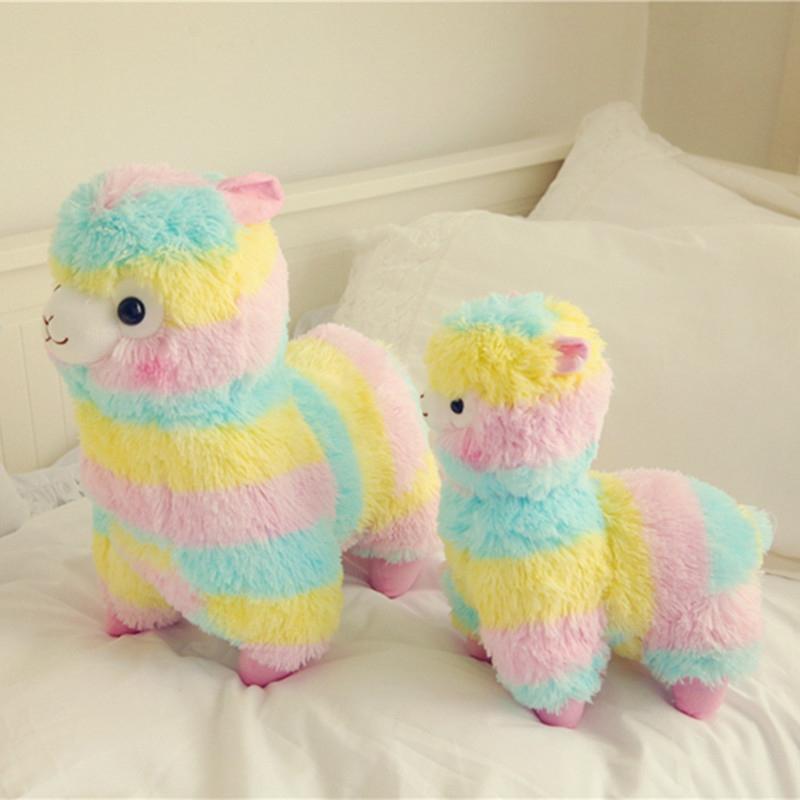 Zacht pluchen regenboog-alpaca knuffeldier voor baby's & peuters