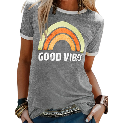 Dames T-shirt met Regenboogprint – Sunny