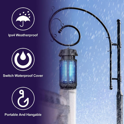 Elektrische Vliegenvanger met 20W UV-licht en 4200V Rooster, IPX4 Waterdicht – Zeytra