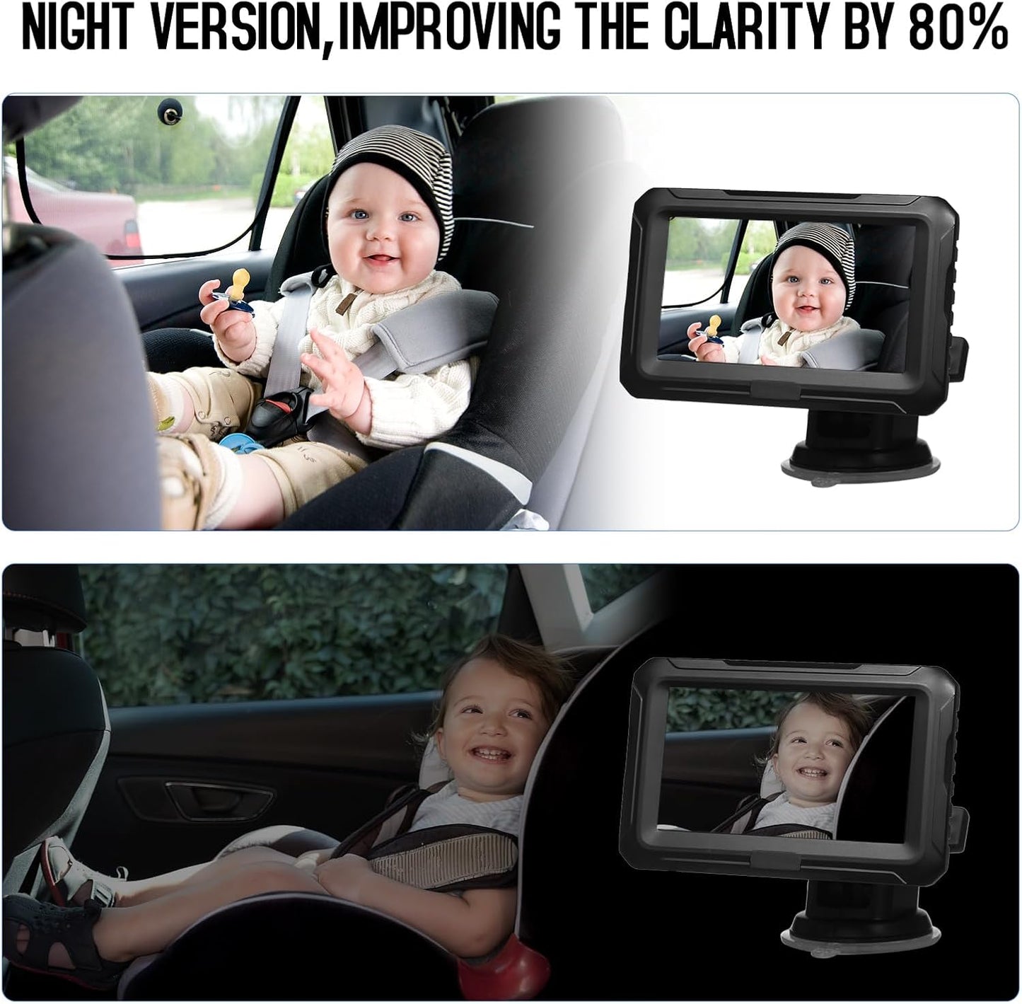 Baby autospiegel met 1080P camera & 4,3'' scherm – Solvian