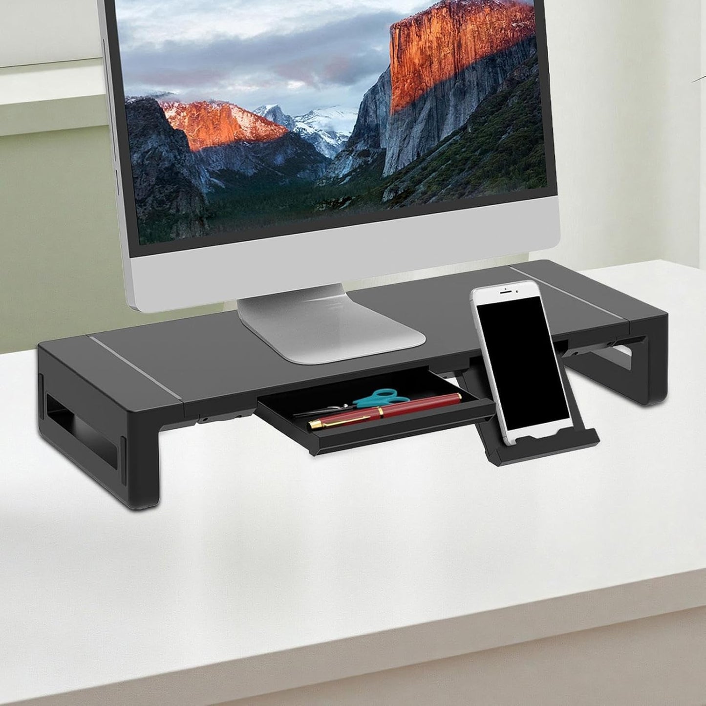 Elevation verstelbare monitorstandaard met lade – Stravon