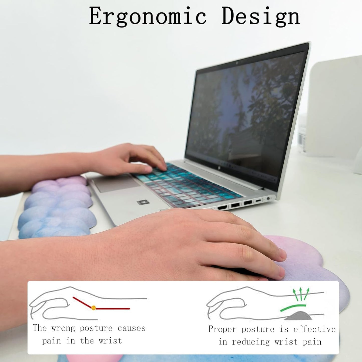 Cloud-Vormige Ergonomische Polssteun Set met Muismat & Onderzetter - Zeyora
