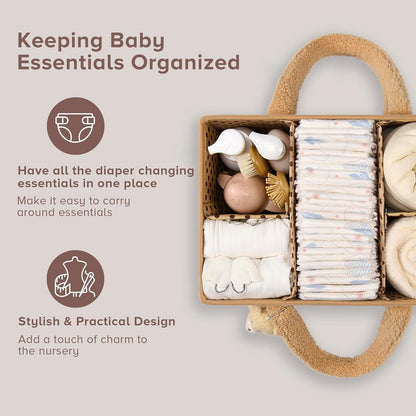 Baby Luiertas Caddy Organizer – Zachte Sherpa Opbergmand met Compartimenten – Elvoria