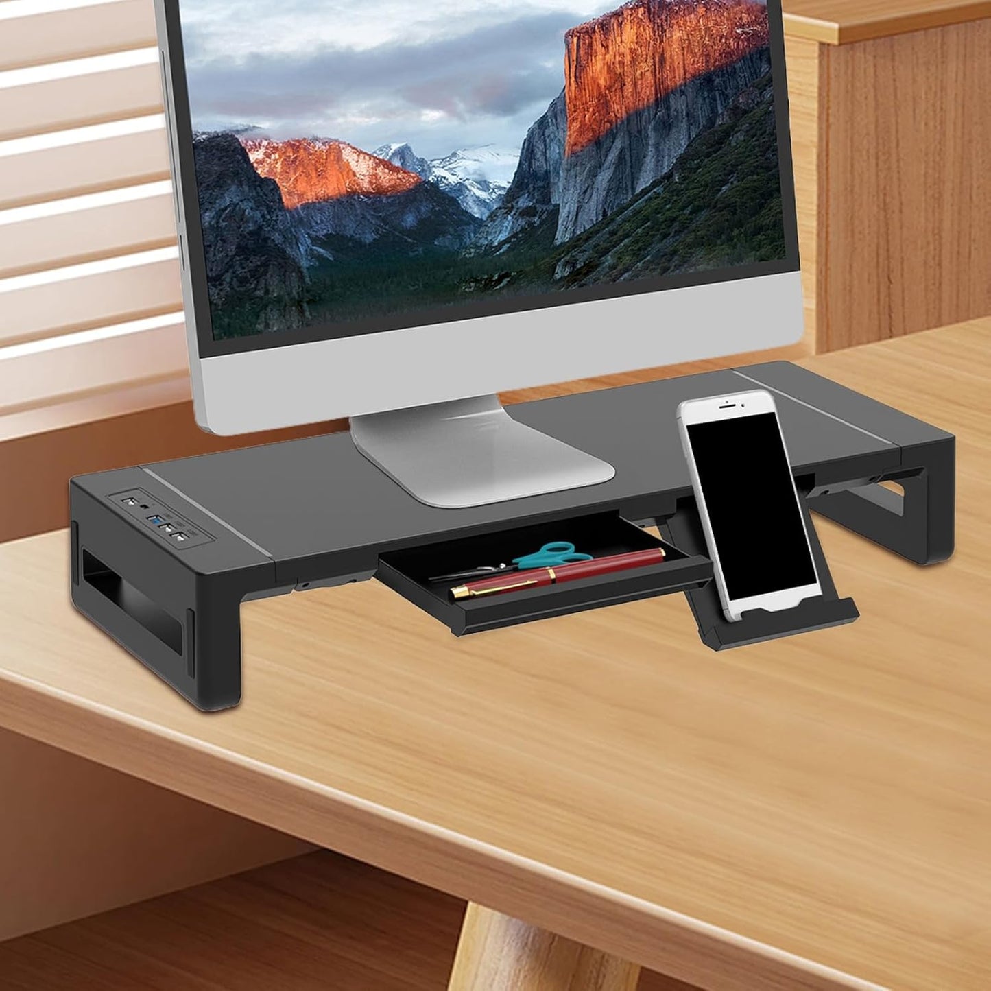 Elevation verstelbare monitorstandaard met lade – Stravon