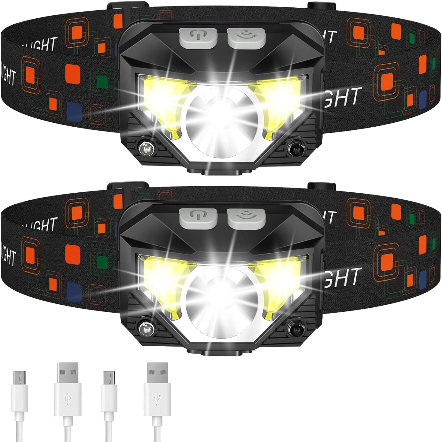 2-pack Ultra-heldere Oplaadbare LED Hoofdlamp met Beweegsensor – Lumivor