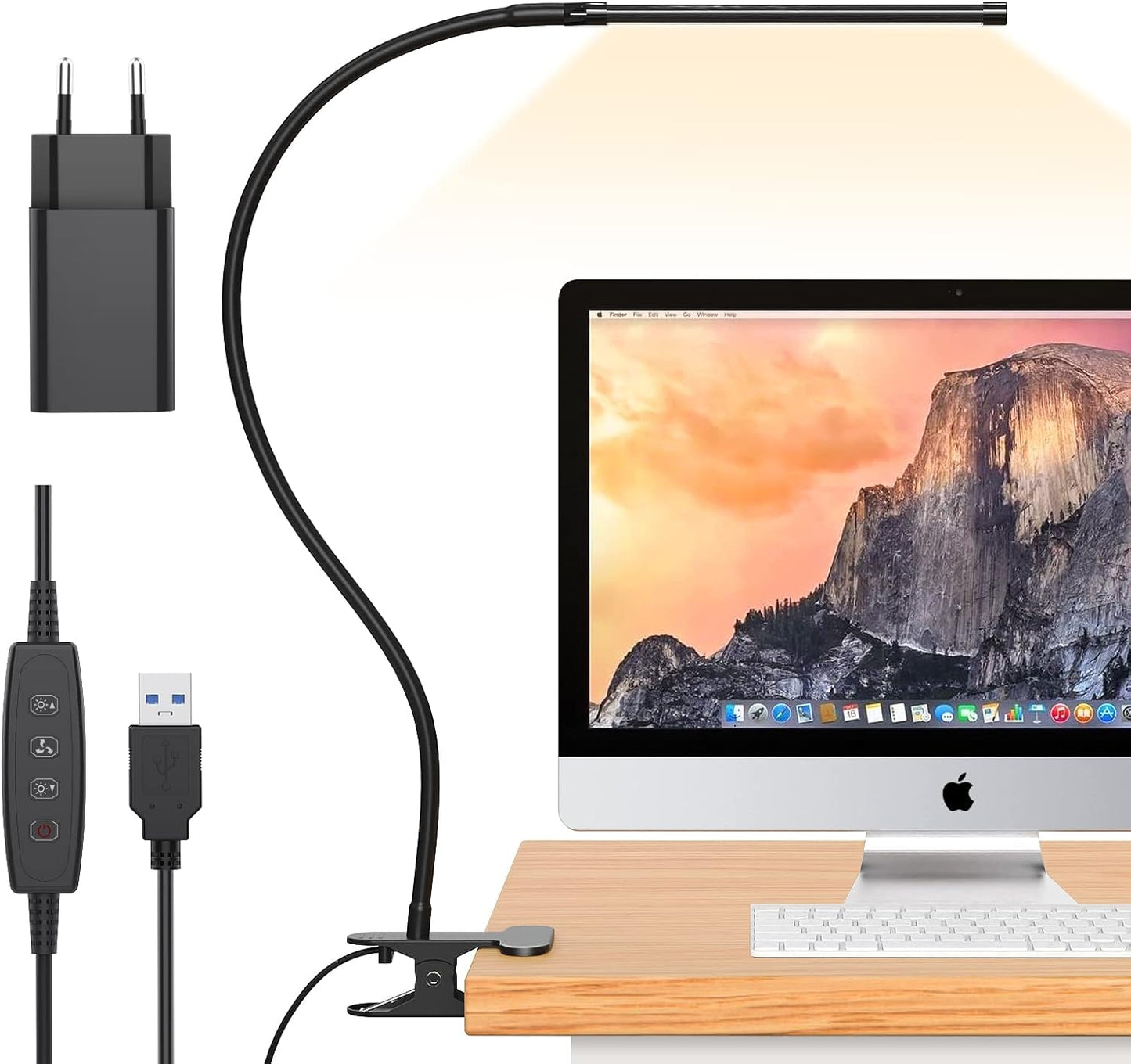 77 LED Bureau Klem Lamp met USB Voeding & Flexibele Gooseneck – Serava