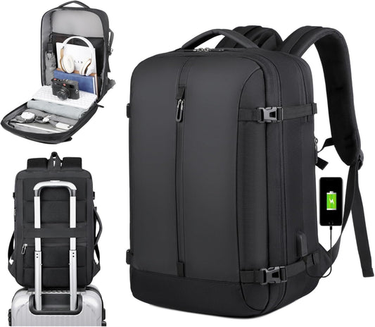 40L Uitbreidbare Waterdichte Reisrugzak met USB-poort & 17” Laptopvak – AirVoyage