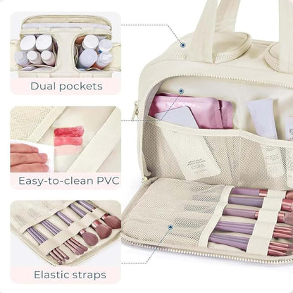 Reis Make-up Tas – Grote Waterdichte Toilettas en Make-uporganizer (4-in-1) – Selvane