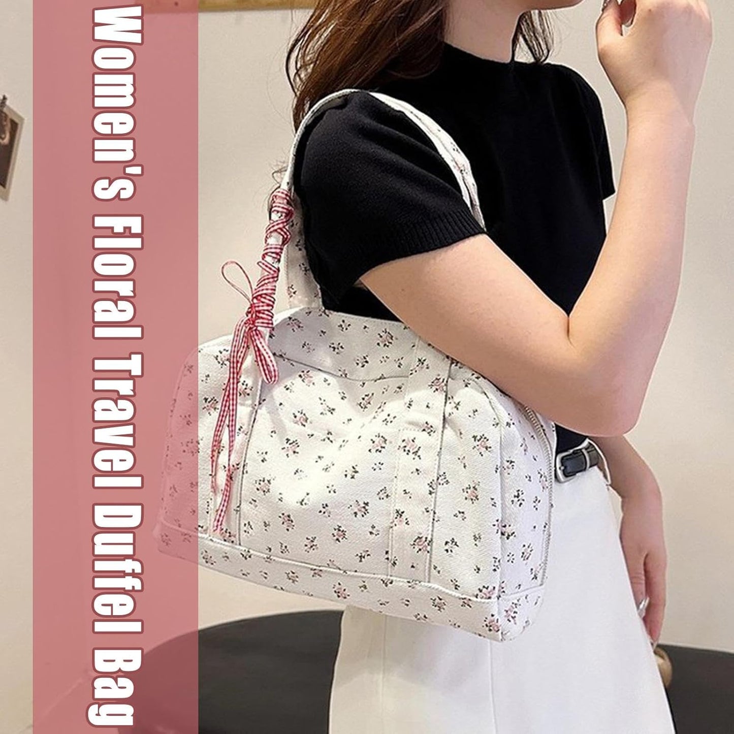 Bow Duffle Bag – Grote Canvas Weekendtas met Lintenaccent – Floria