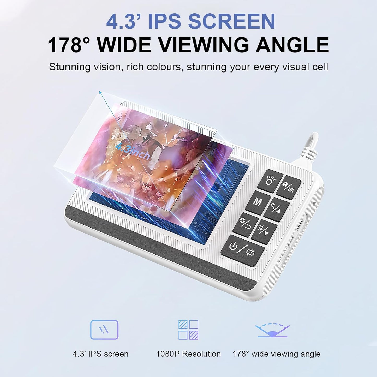 Otoscoop voor Oorreiniging met 3,9mm Camera en 4,3-Inch HD Scherm – Claryon