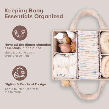 Baby Luiertas Caddy Organizer – Zachte Sherpa Opbergmand met Compartimenten – Elvoria