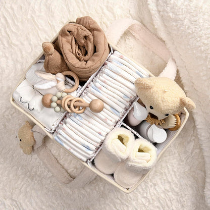 Baby Luiertas Caddy Organizer – Zachte Sherpa Opbergmand met Compartimenten – Elvoria