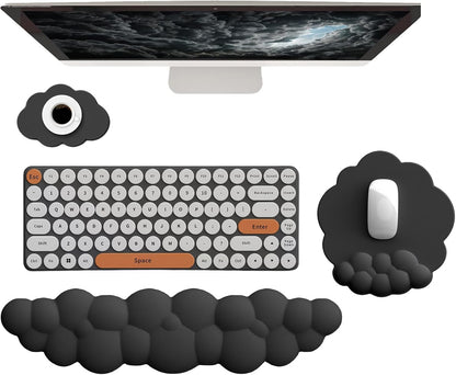 Cloud-Vormige Ergonomische Polssteun Set met Muismat & Onderzetter - Zeyora
