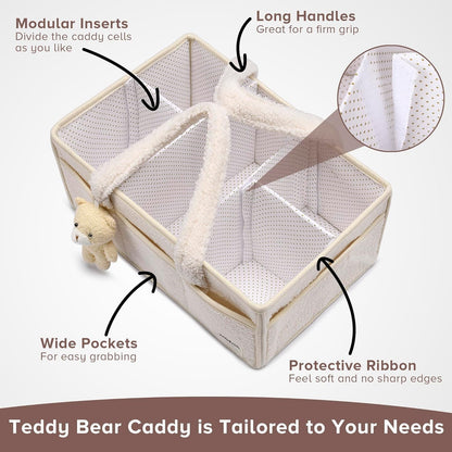 Baby Luiertas Caddy Organizer – Zachte Sherpa Opbergmand met Compartimenten – Elvoria