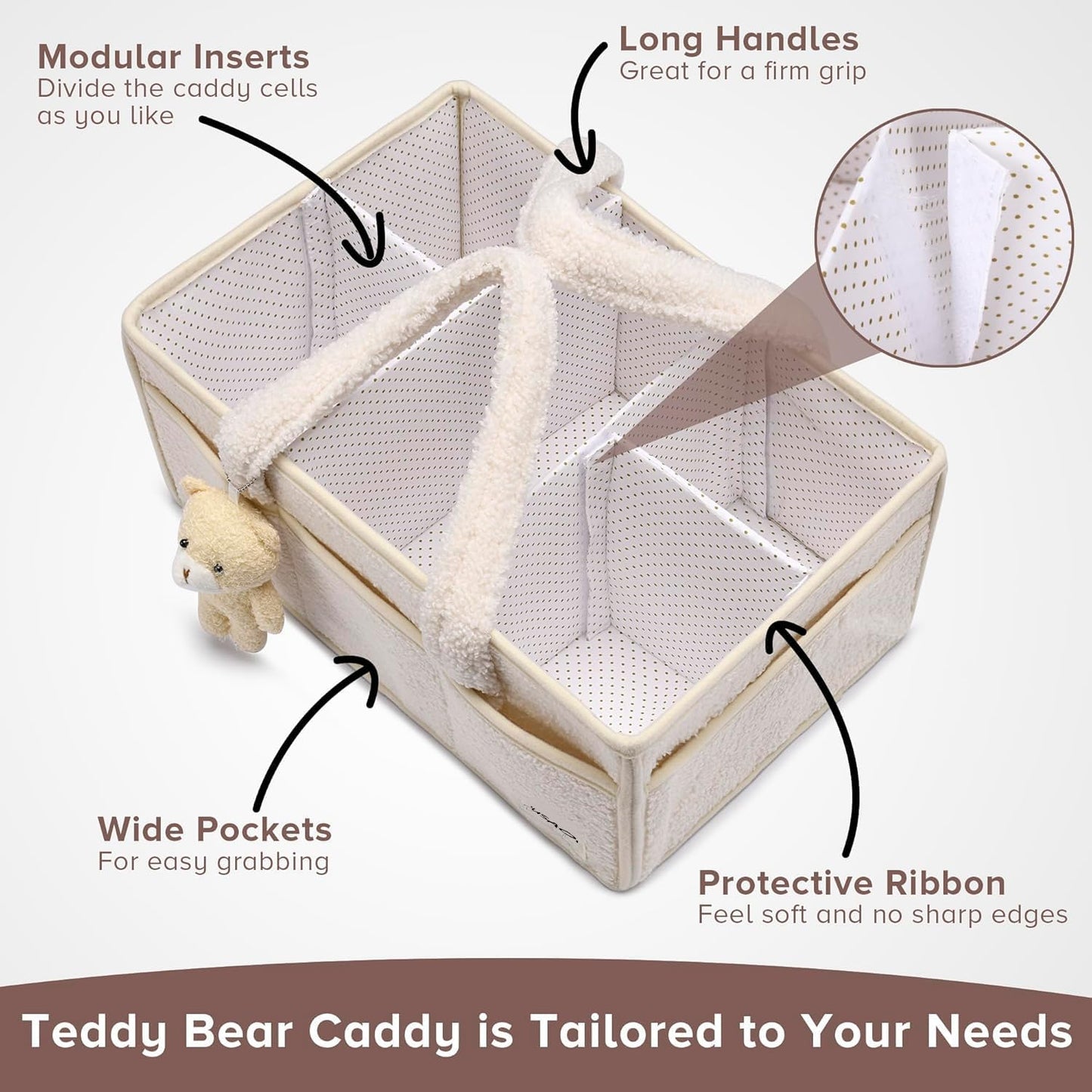 Baby Luiertas Caddy Organizer – Zachte Sherpa Opbergmand met Compartimenten – Elvoria