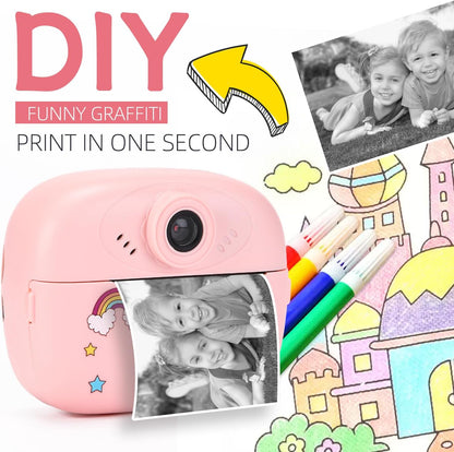 Print Kindercamera met Dubbele Lens, HD-video en Creatieve Set – Lymora