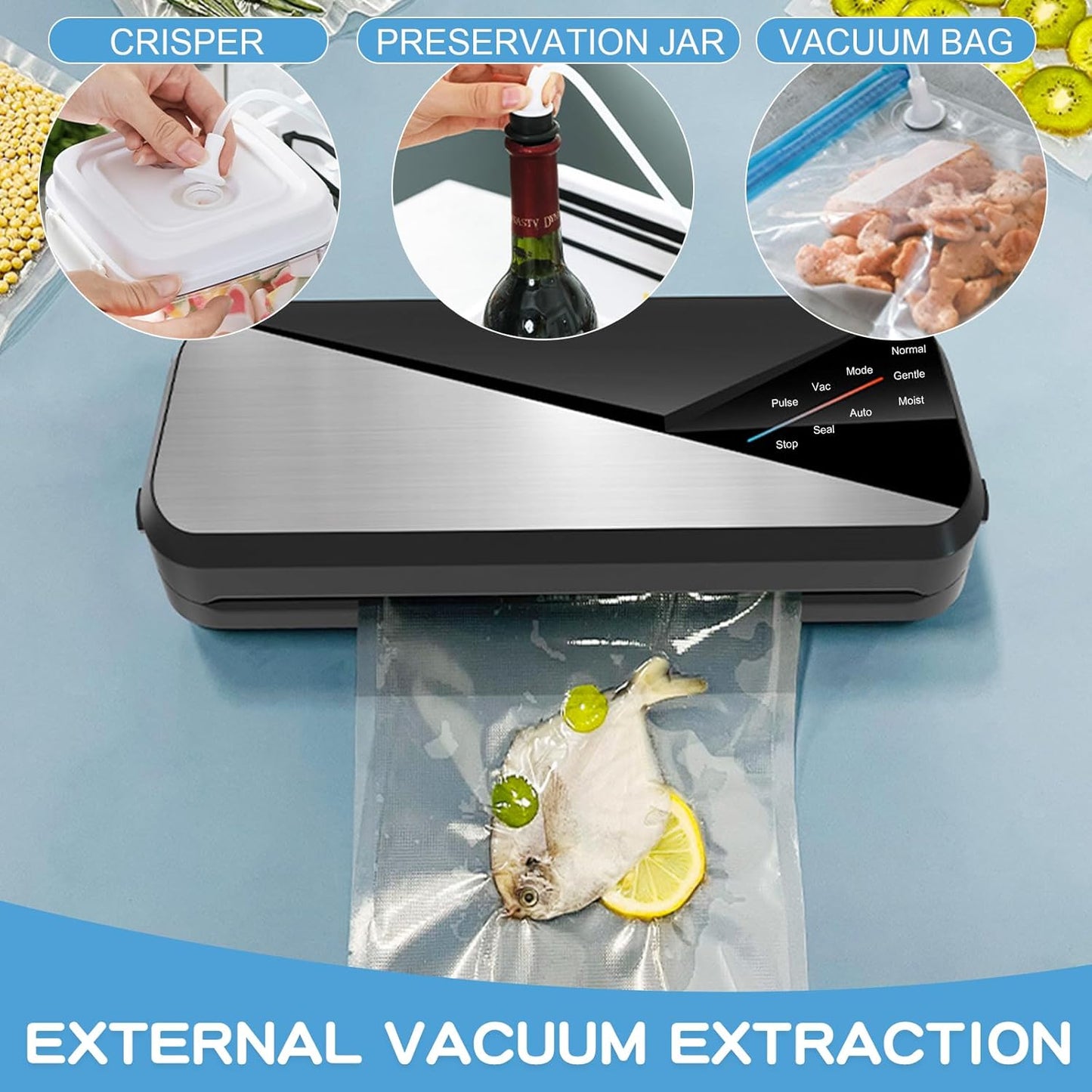 6-in-1 Vacuümsealer met 80kPa Zuigkracht en 30cm Seal Strips – Fresvyn