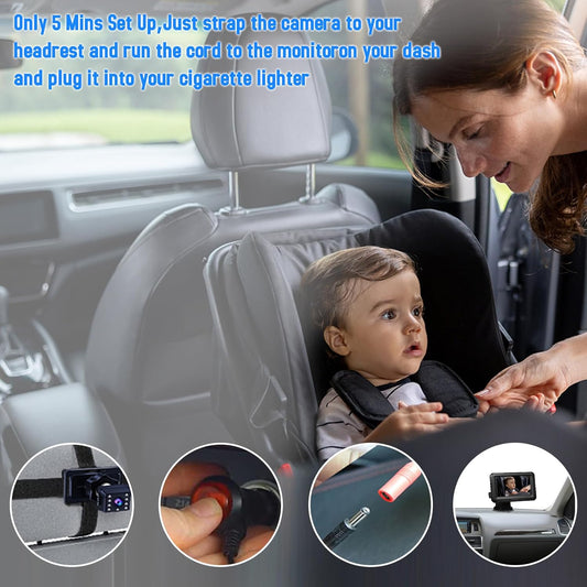 Baby autospiegel met 1080P camera & 4,3'' scherm – Solvian