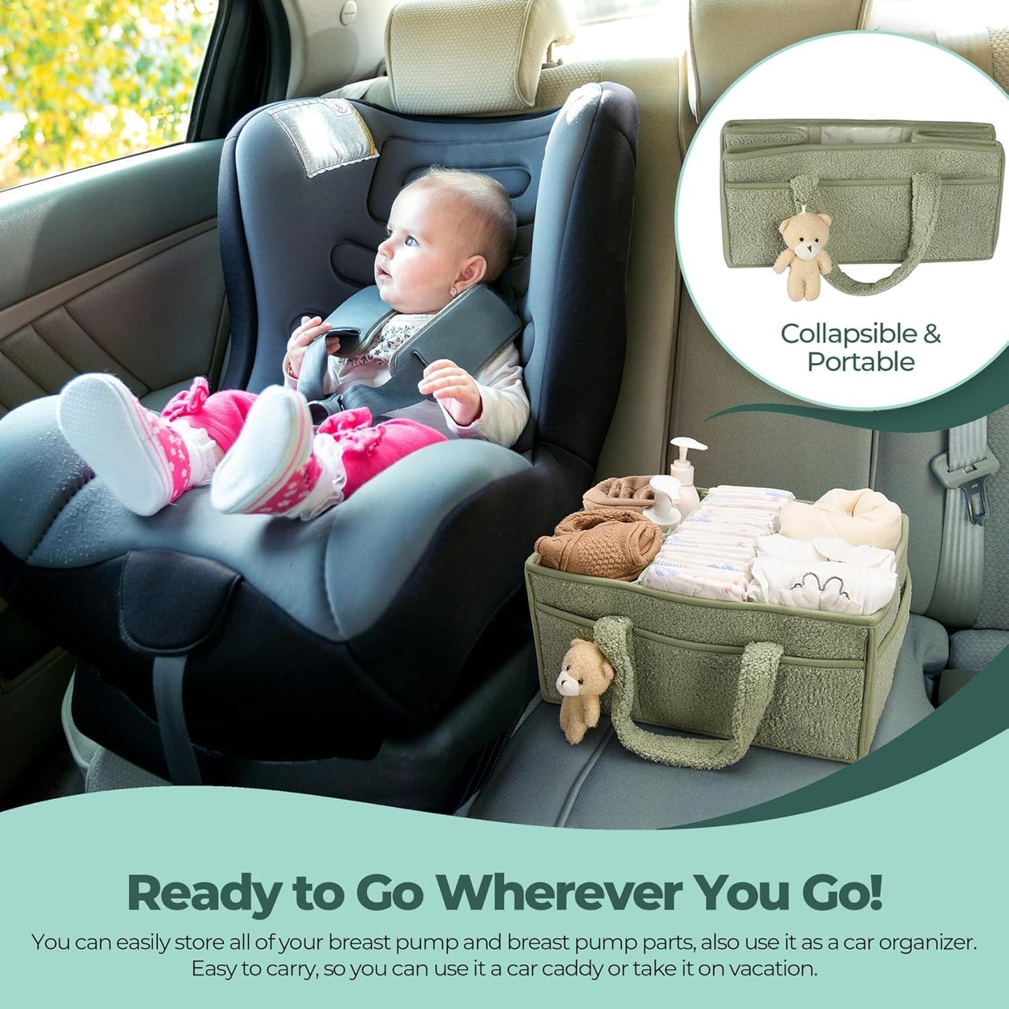 Baby Luiertas Caddy Organizer – Zachte Sherpa Opbergmand met Compartimenten – Elvoria