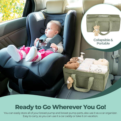 Baby Luiertas Caddy Organizer – Zachte Sherpa Opbergmand met Compartimenten – Elvoria
