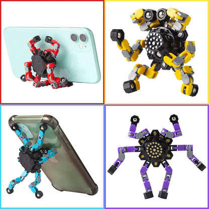 Vormbare anti-stress fidgetspinner voor kinderen en volwassenen – set van 4