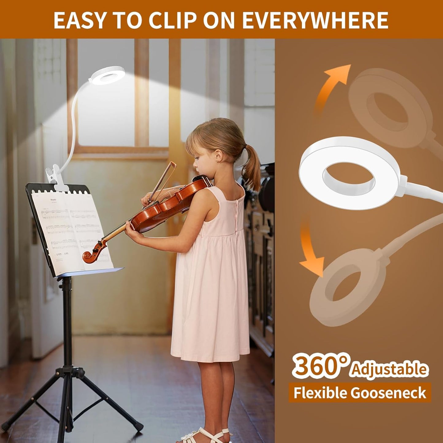 3 Kleurmodi LED Bureau Klem Lamp met Flexibele Gooseneck – Selvara