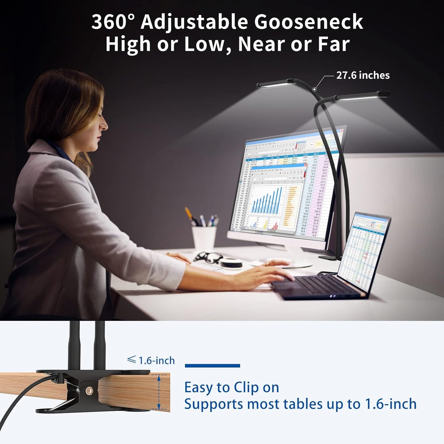77 LED Bureau Klem Lamp met 70cm Flexibele Hals – Ravien