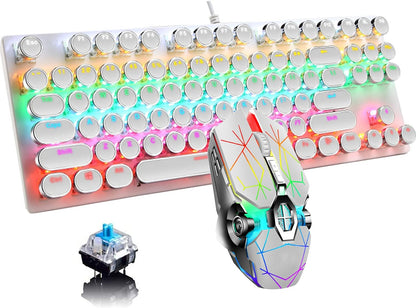 Mechanisch 87-toetsen gamingtoetsenbord met RGB-achtergrondverlichting en blauwe schakelaars