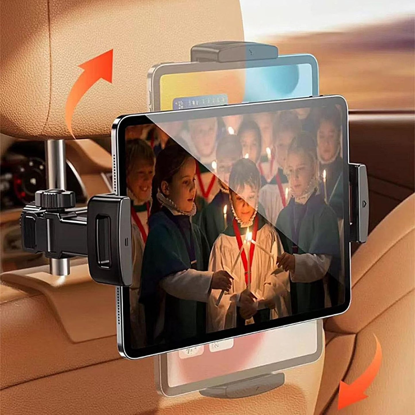 Autokussensteun Tablet Houder – Verstelbare 360° Achterbank Telefoon & Tablet Steun – Movira