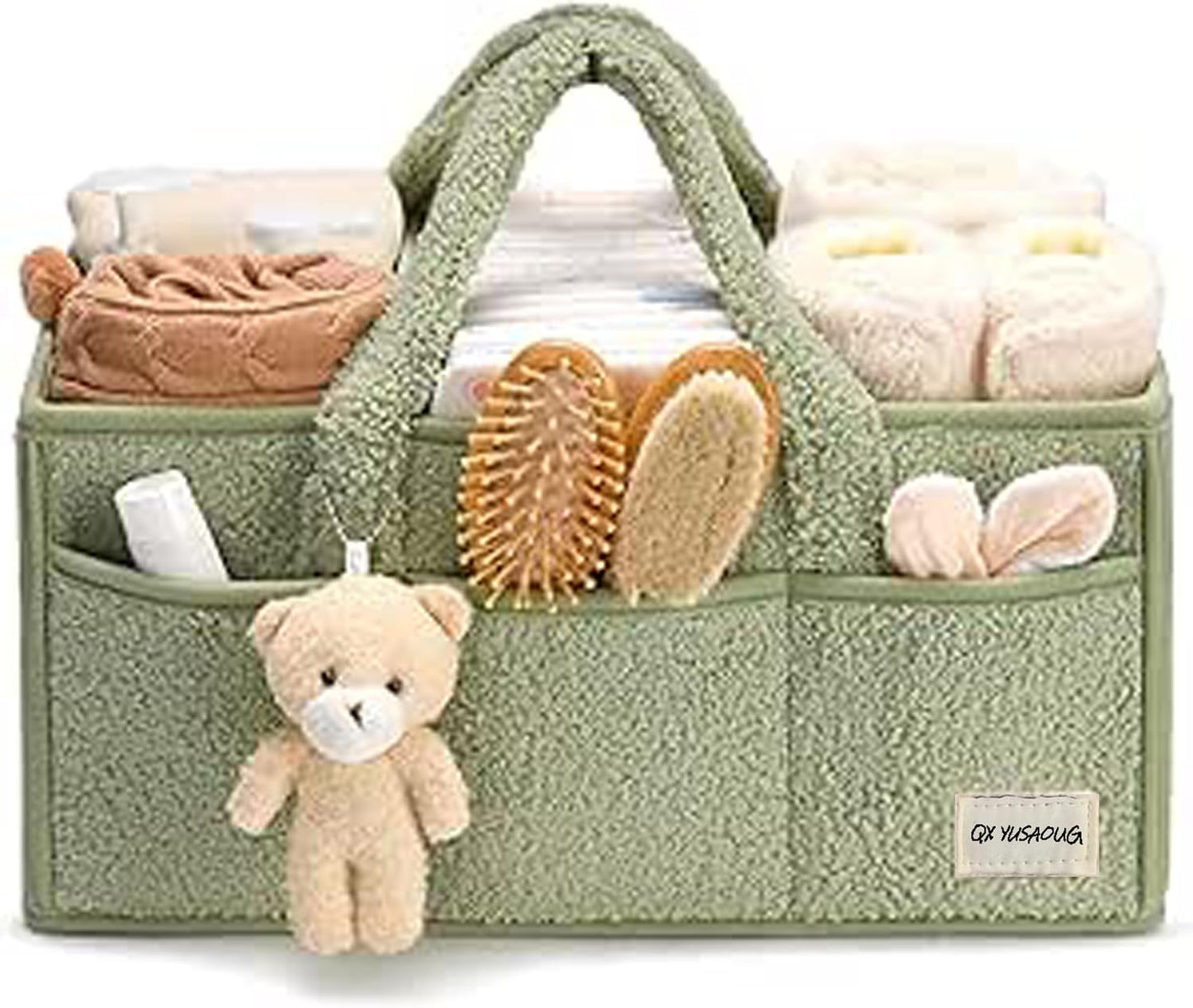 Baby Luiertas Caddy Organizer – Zachte Sherpa Opbergmand met Compartimenten – Elvoria