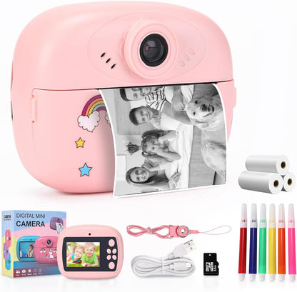 Print Kindercamera met Dubbele Lens, HD-video en Creatieve Set – Lymora