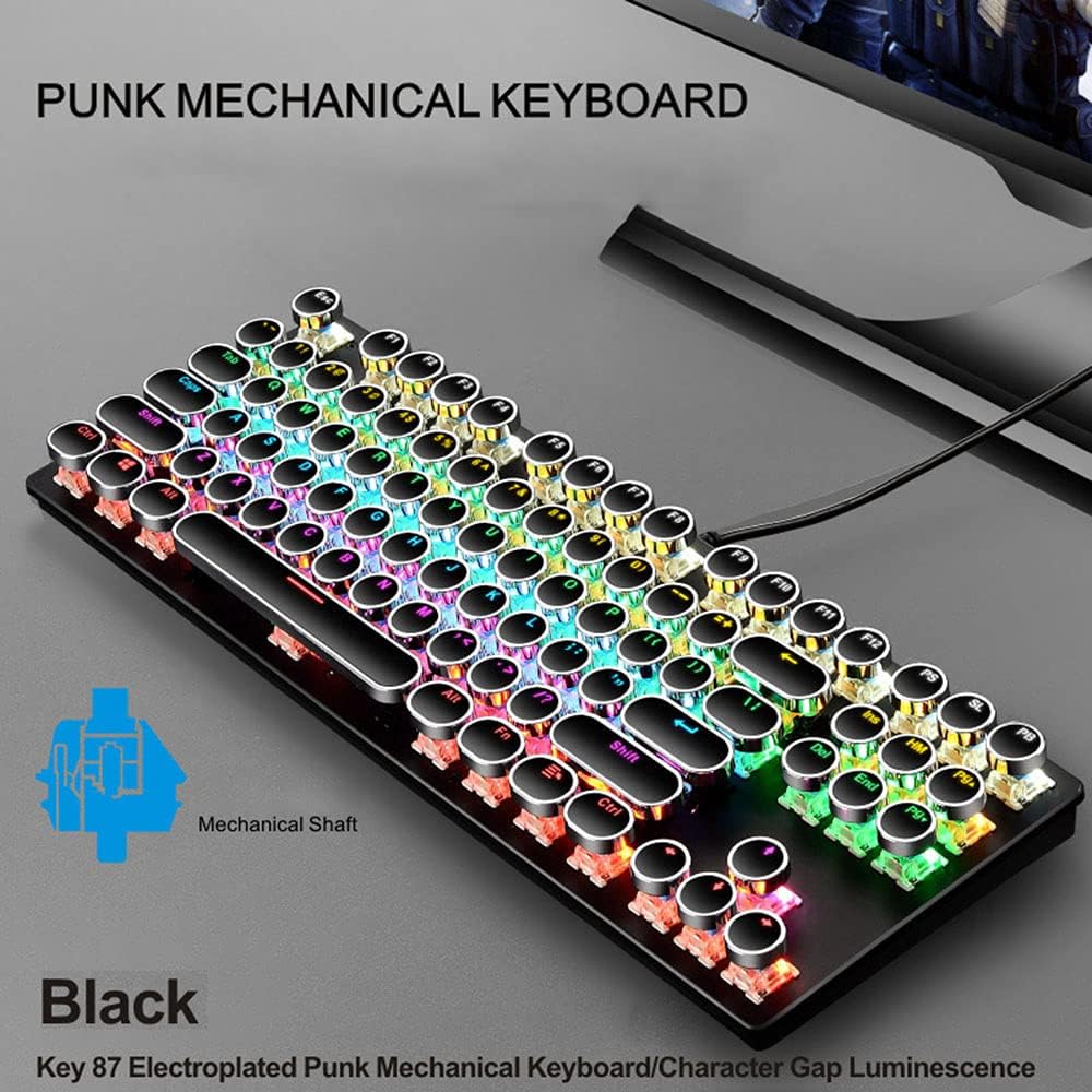 Mechanisch 87-toetsen gamingtoetsenbord met RGB-achtergrondverlichting en blauwe schakelaars
