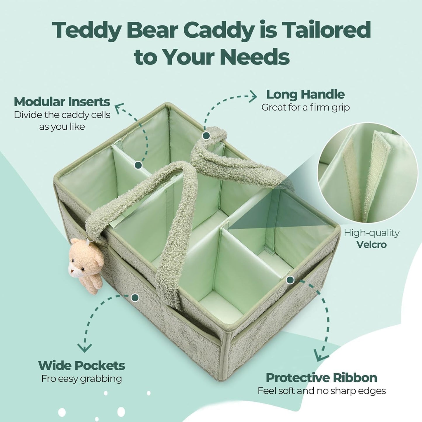 Baby Luiertas Caddy Organizer – Zachte Sherpa Opbergmand met Compartimenten – Elvoria