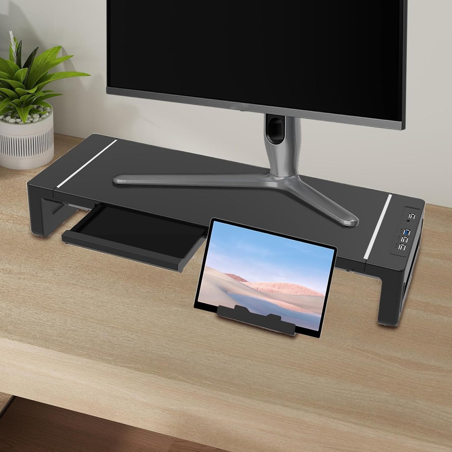 Elevation verstelbare monitorstandaard met lade – Stravon