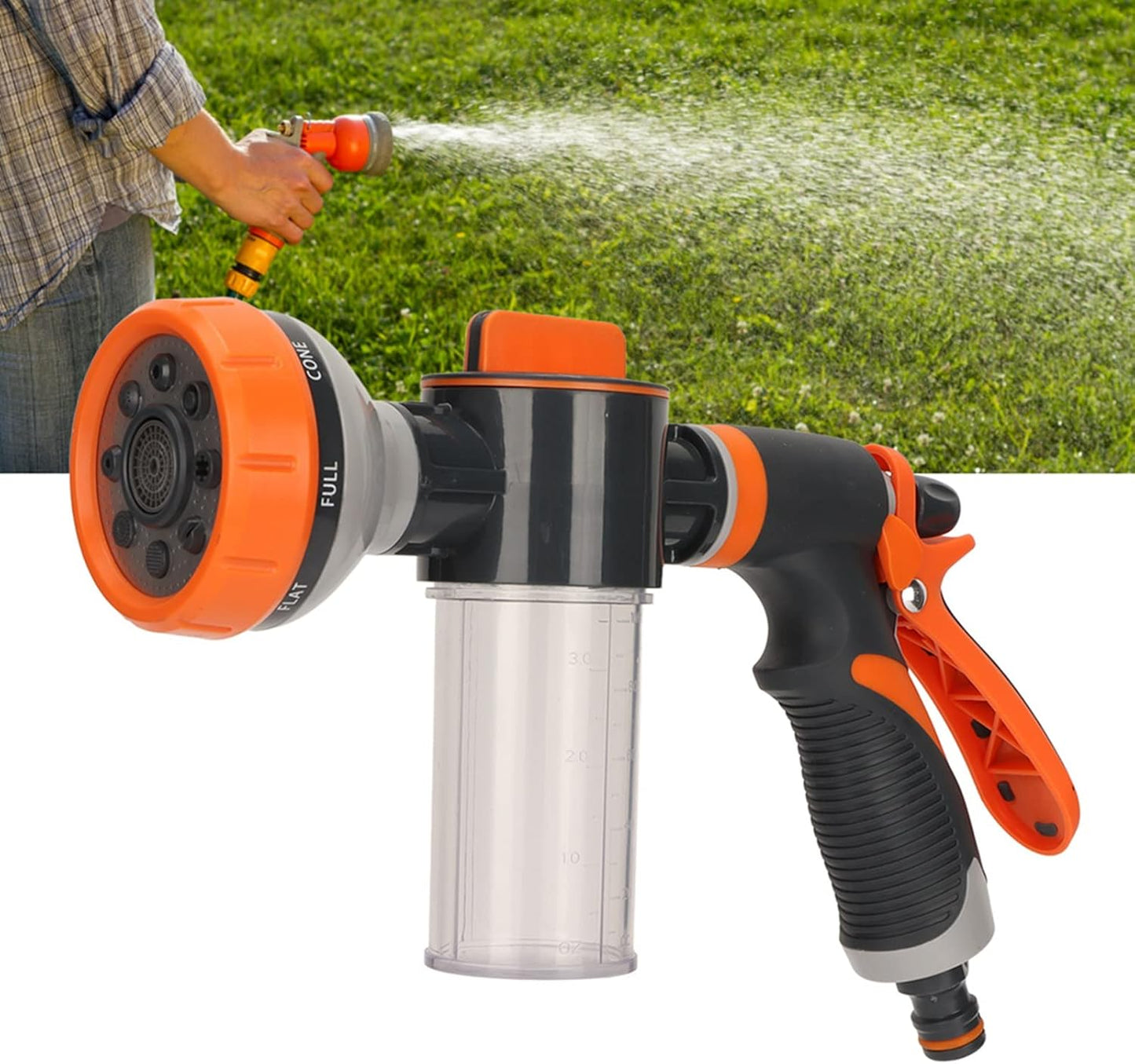 Tuinsproeier met schuimsproeier – 8 modi hogedruk handdouche