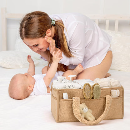 Baby Luiertas Caddy Organizer – Zachte Sherpa Opbergmand met Compartimenten – Elvoria