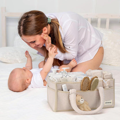 Baby Luiertas Caddy Organizer – Zachte Sherpa Opbergmand met Compartimenten – Elvoria