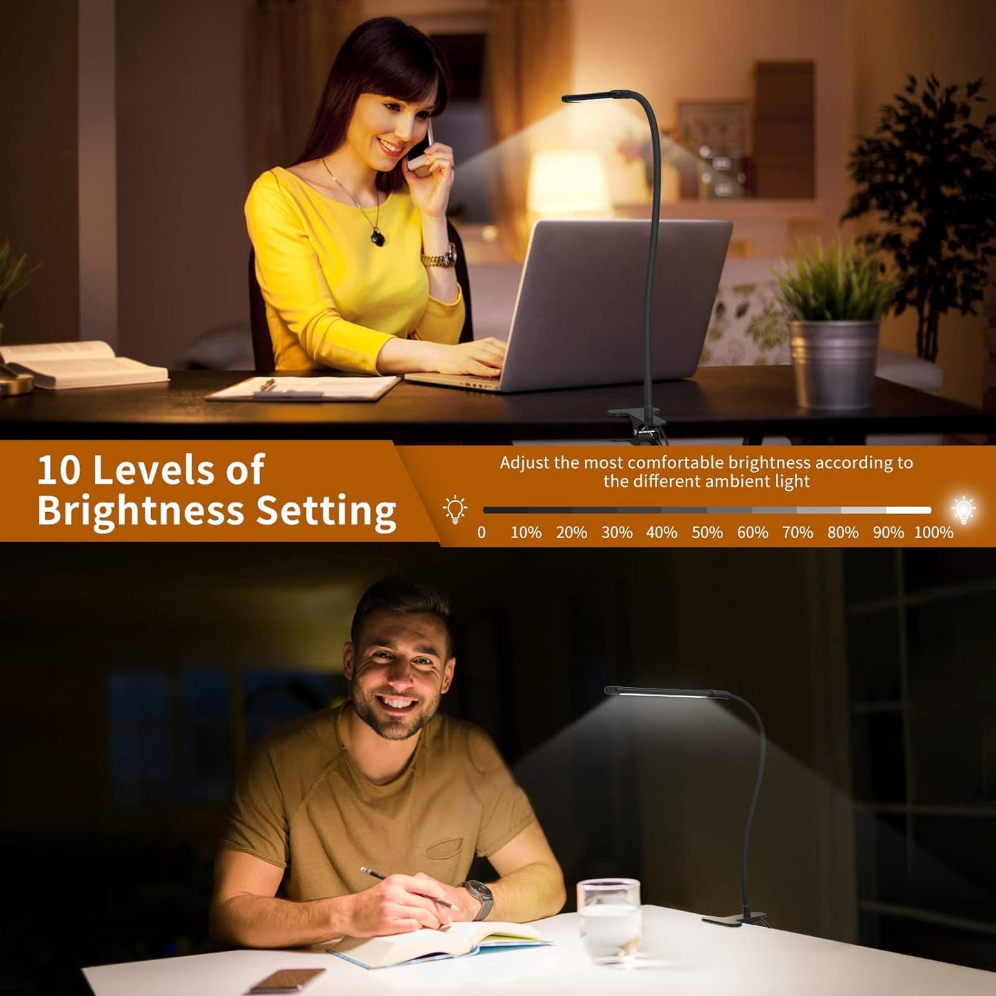 77 LED Bureau Klem Lamp met USB Voeding & Flexibele Gooseneck – Serava