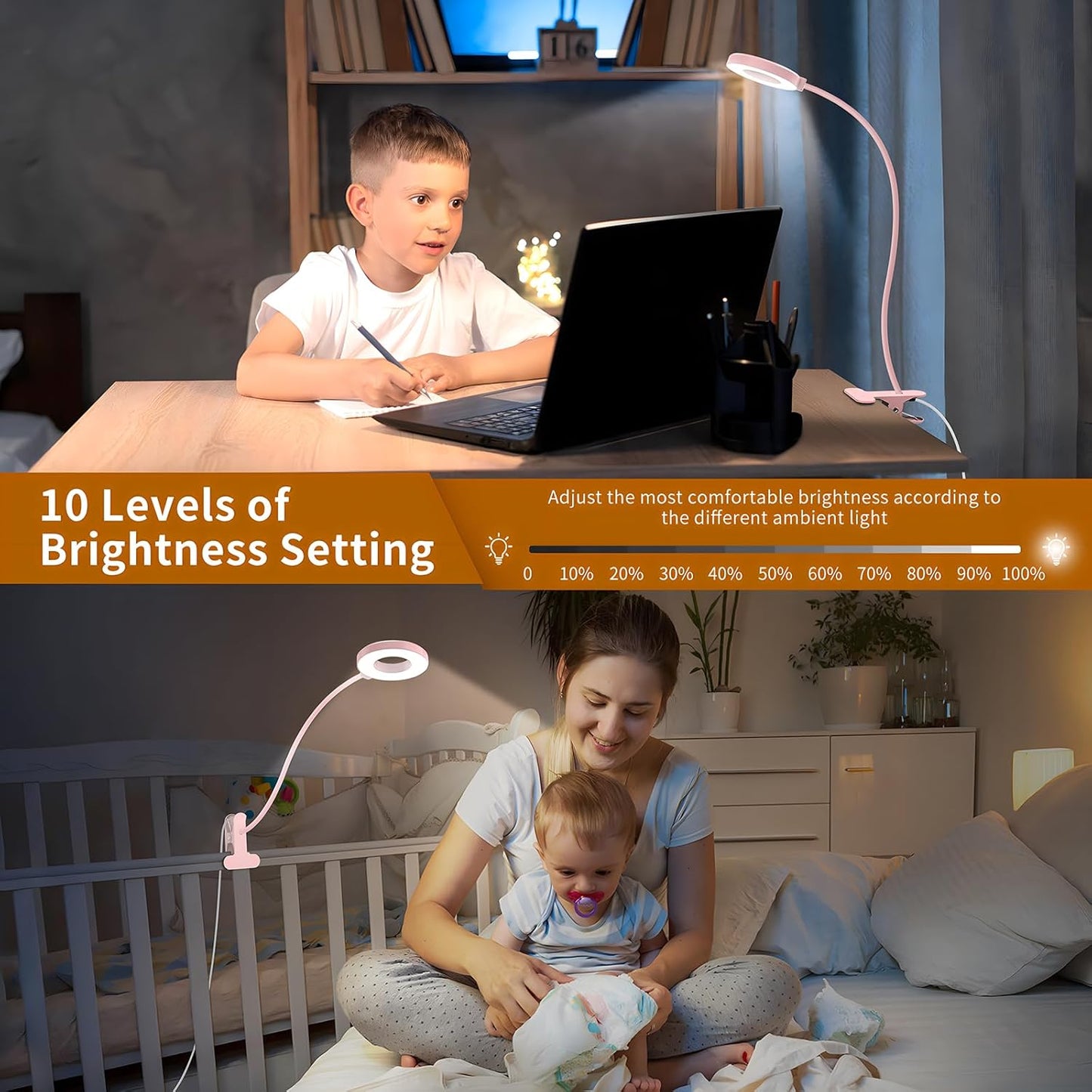 3 Kleurmodi LED Bureau Klem Lamp met Flexibele Gooseneck – Selvara