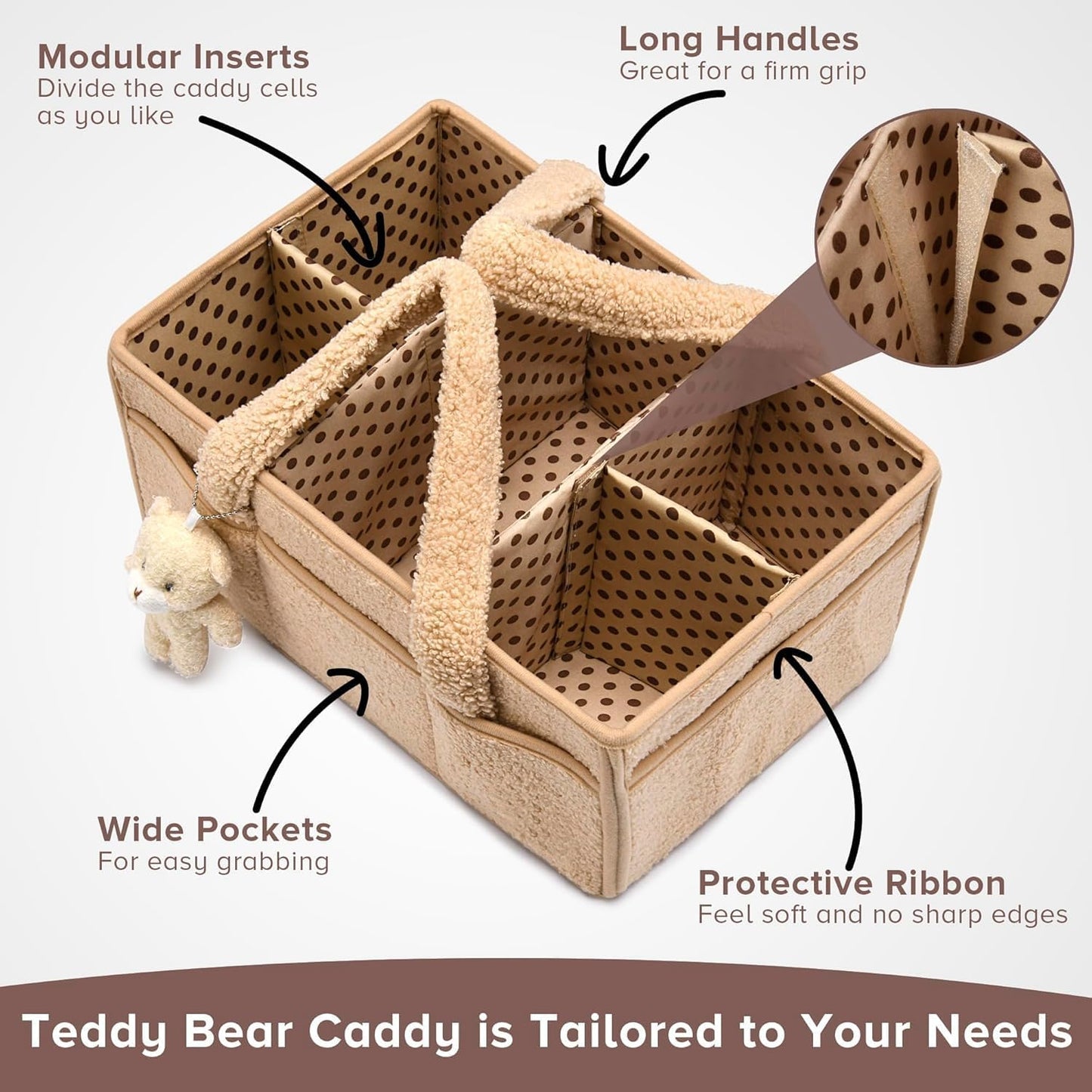 Baby Luiertas Caddy Organizer – Zachte Sherpa Opbergmand met Compartimenten – Elvoria