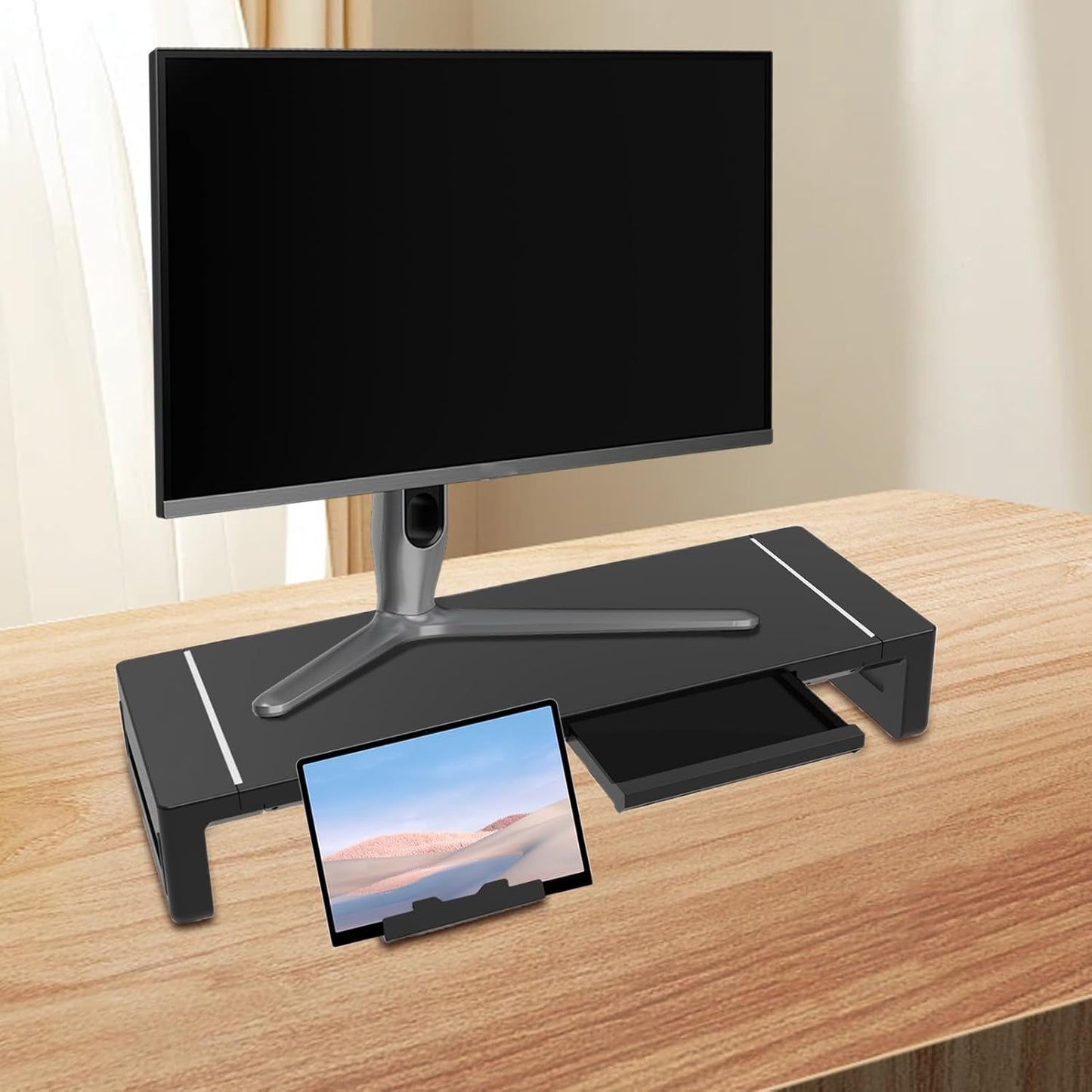 Elevation verstelbare monitorstandaard met lade – Stravon