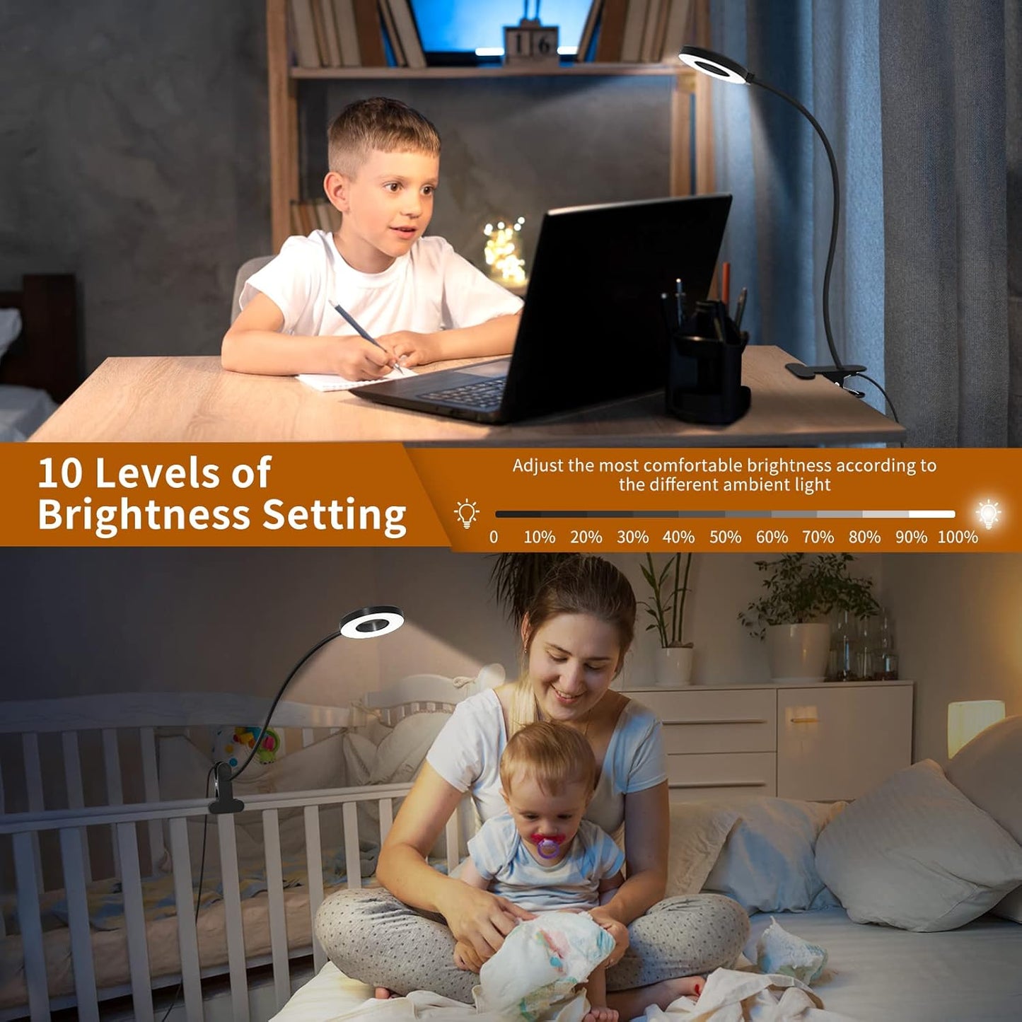 3 Kleurmodi LED Bureau Klem Lamp met Flexibele Gooseneck – Selvara