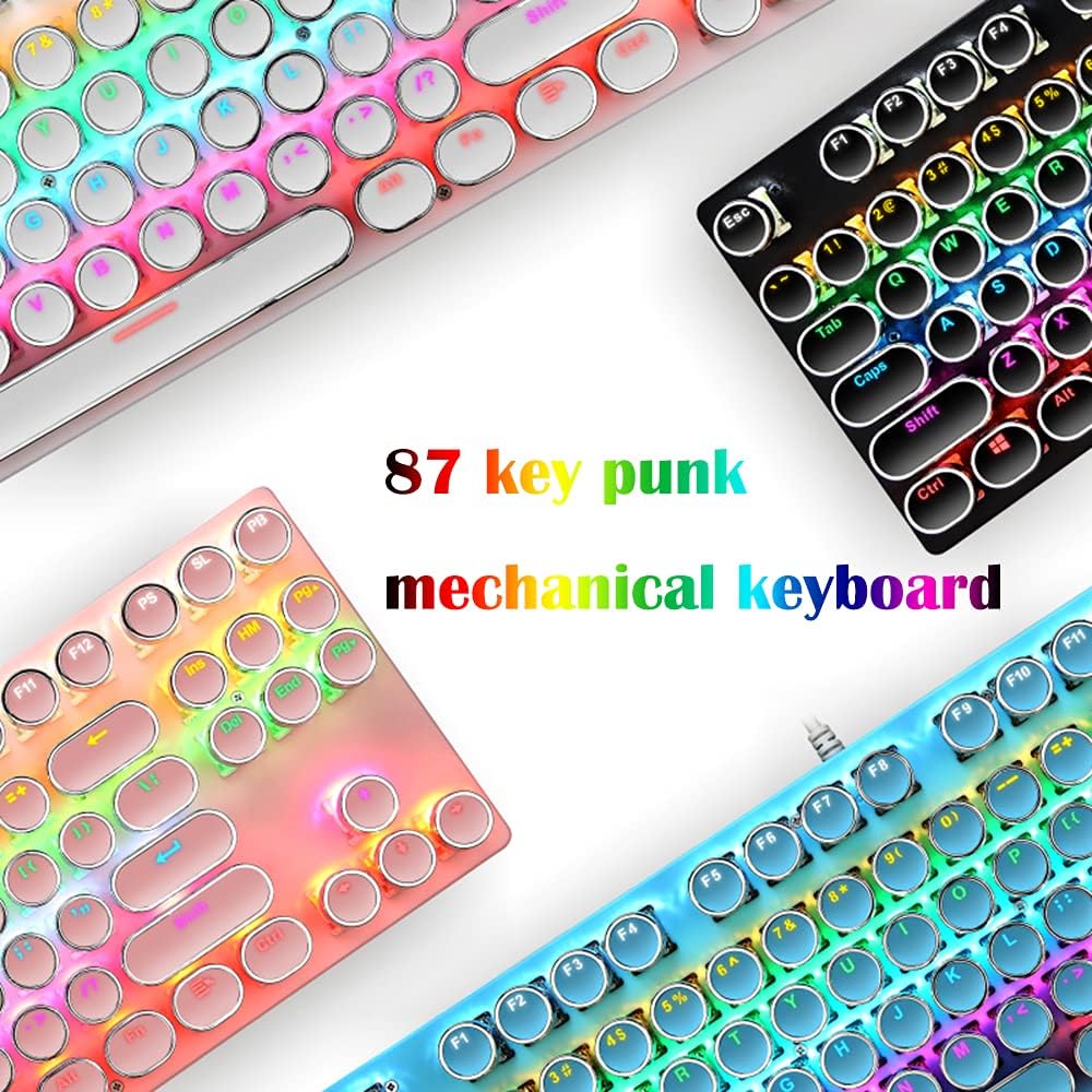 Mechanisch 87-toetsen gamingtoetsenbord met RGB-achtergrondverlichting en blauwe schakelaars