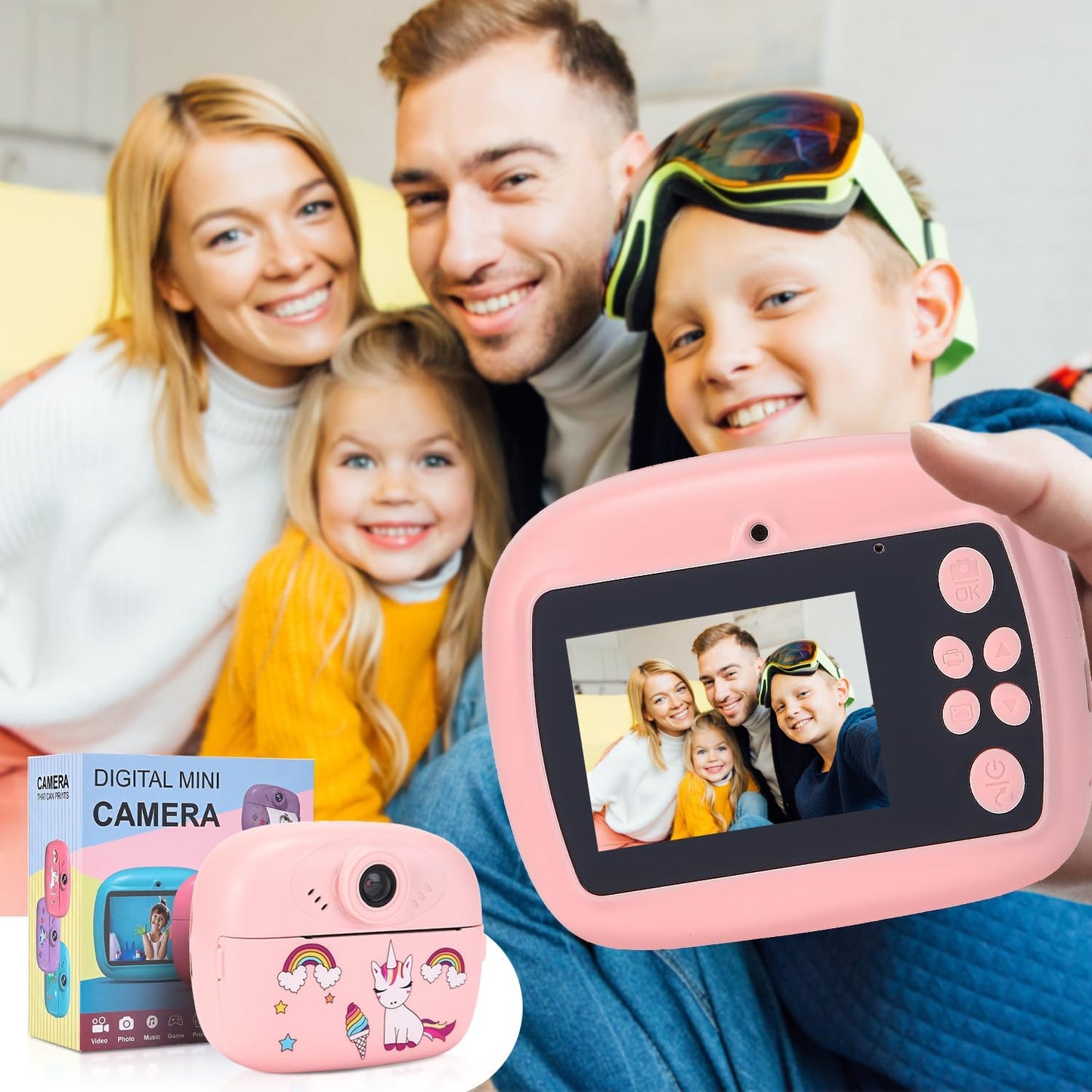Print Kindercamera met Dubbele Lens, HD-video en Creatieve Set – Lymora