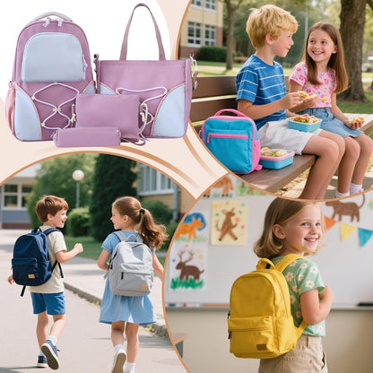 Schooltas Set – Grote Capaciteit Studentenrugzak met Pennenhouder & Tassen – Nivora