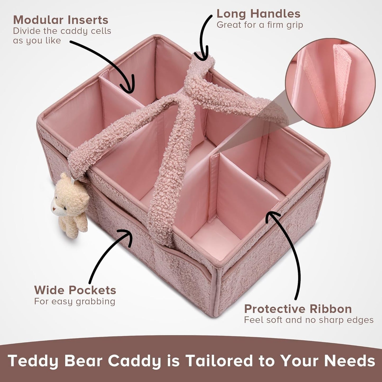 Baby Luiertas Caddy Organizer – Zachte Sherpa Opbergmand met Compartimenten – Elvoria