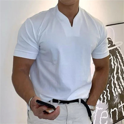 Ademend heren fitnessshirt met V-hals - Timo