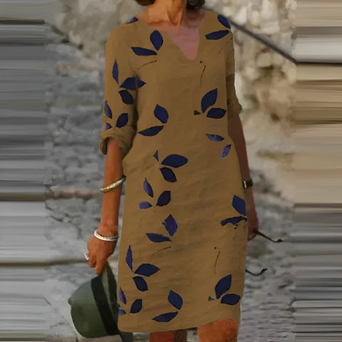 Trendy Zomerjurk met Bladprint – Liora