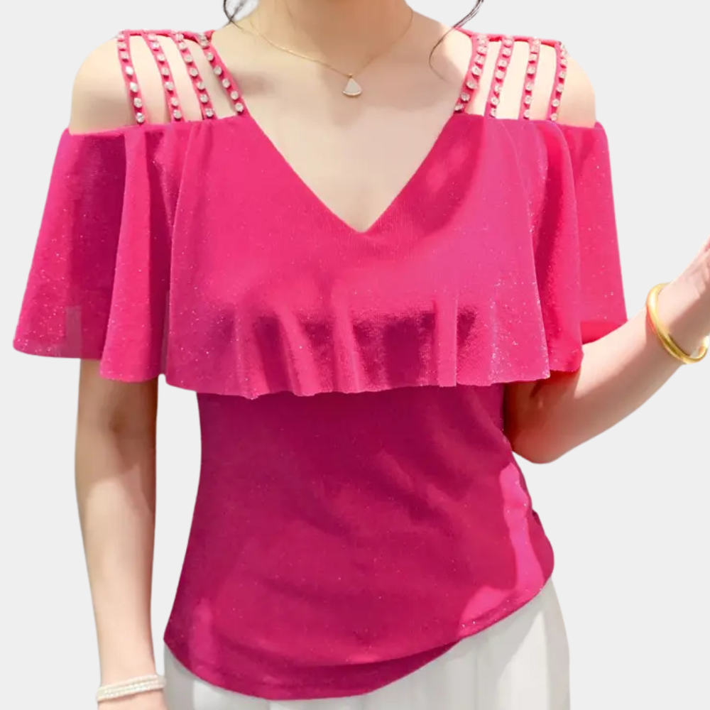 Modieuze V-Hals Blouse voor Dames - Elvira