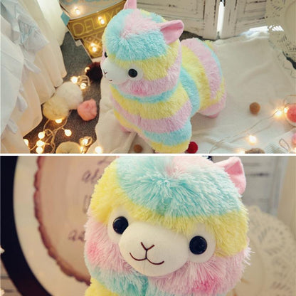 Zacht pluchen regenboog-alpaca knuffeldier voor baby's & peuters